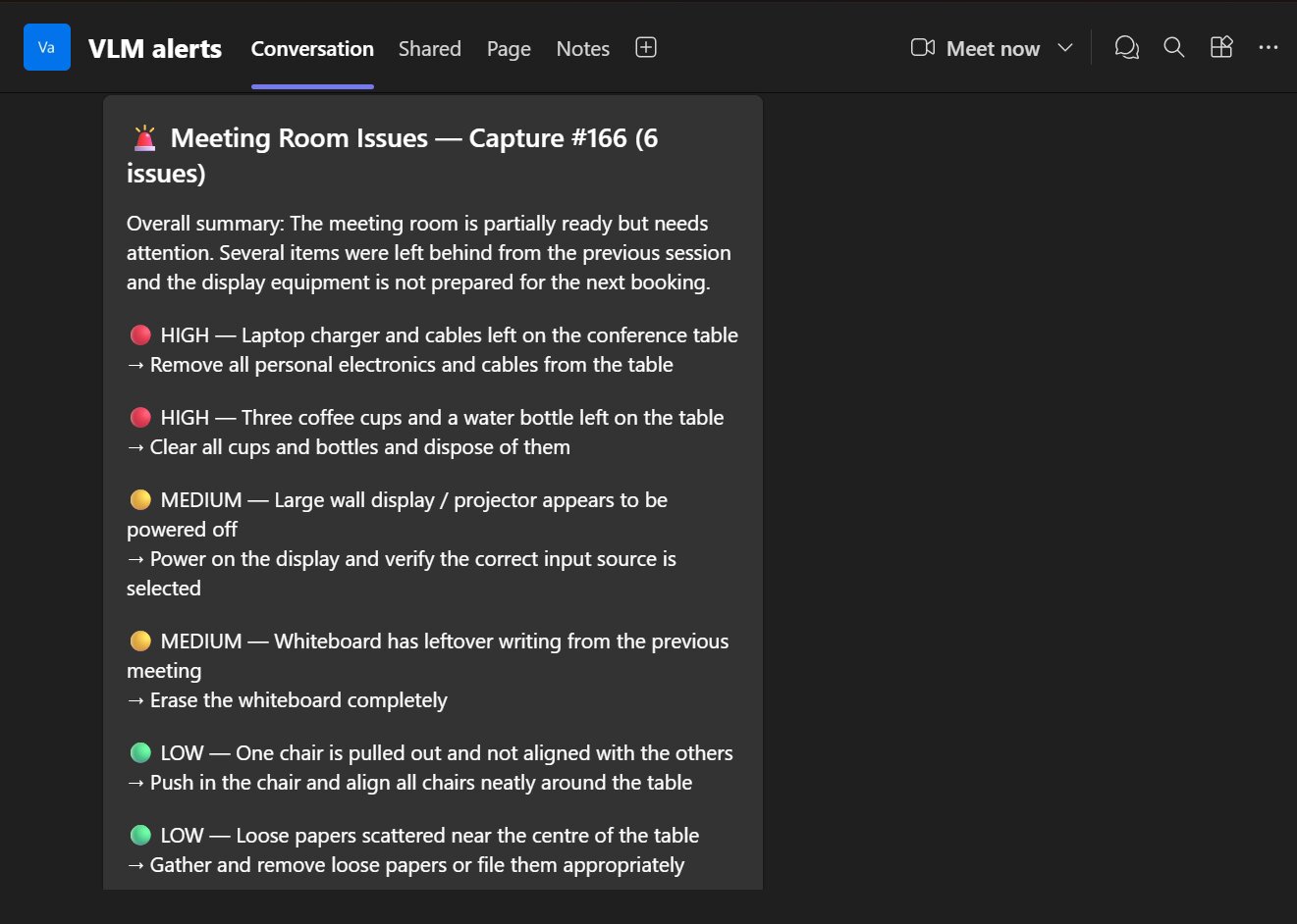 Microsoft Teams facility issue alert